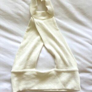 Cream cropped cutout halter size small